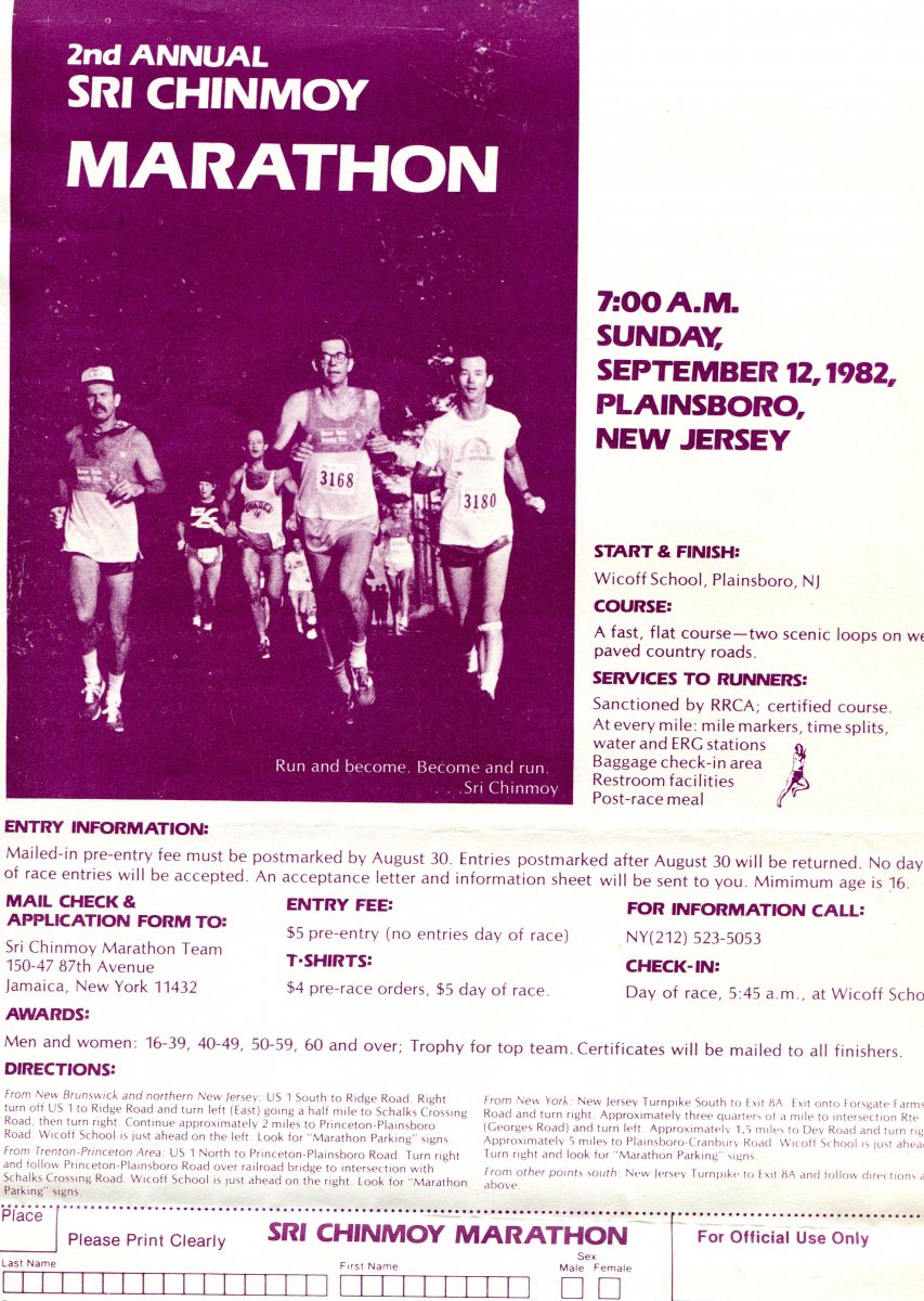 2nd Annual Sri Chinmoy Marathon, Plainsboro, NJ.